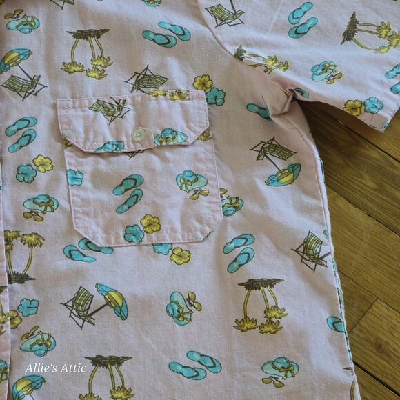 Vintage Matching Hawaiian Button Shirts Men Women His Hers Costume Pink Blue L - Picture 5 of 16